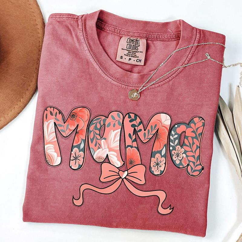 Comfort Colors Floral Mama Coquette Shirt, Mama Groovy Shirt, Retro Mama Flower Shirt, Mother's Day Gift, Unisex T-Shirt