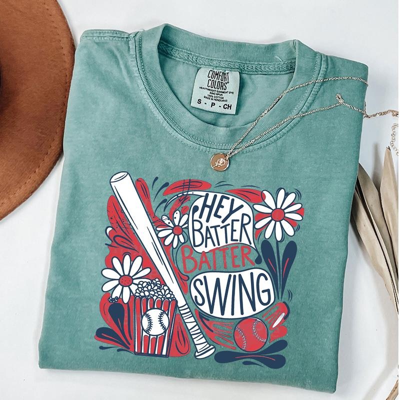 Comfort Colors Hey Batter Batter Swing Shirt, Retro Baseball Batter Shirt, Baseball Mom Shirt, Unisex T-Shirt