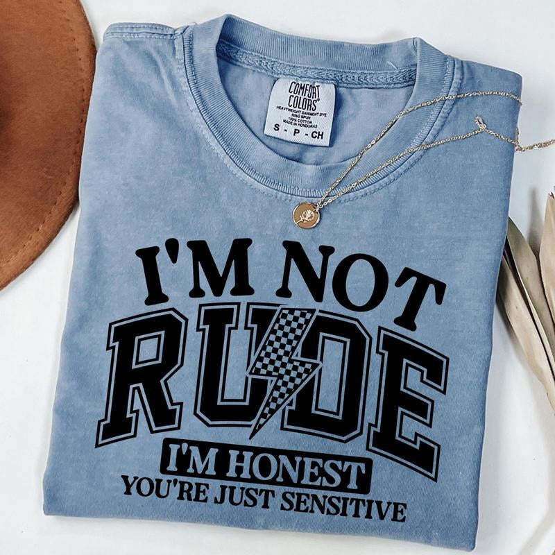 Comfort Colors I'm Not Rude Shirt, Retro Checkered Coquette Shirt, Snarky Sarcastic Funny Saying Shirt, Unisex T-Shirtstyle{n002}2