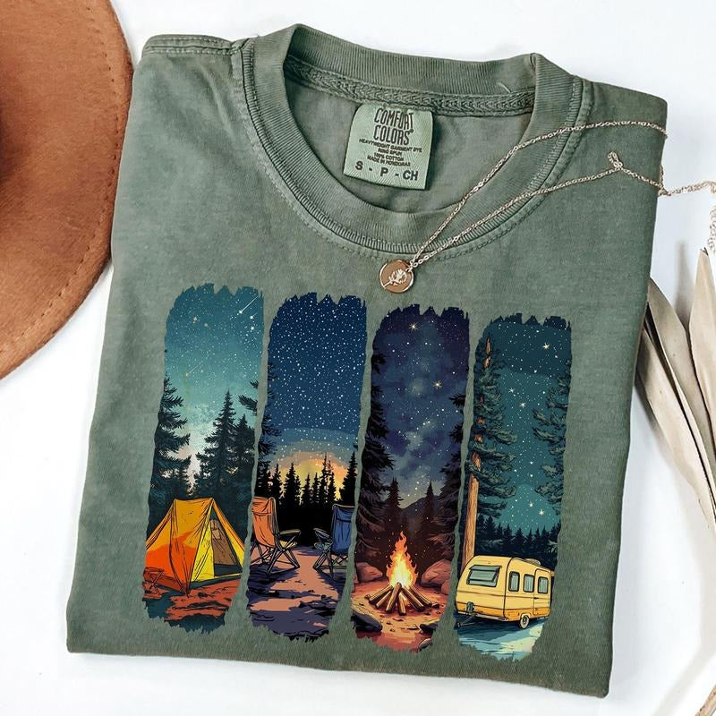 Comfort Colors Retro Camp Shirt, Camp Life Shirt, Summer Camping T-shirt, Unisex T-Shirt