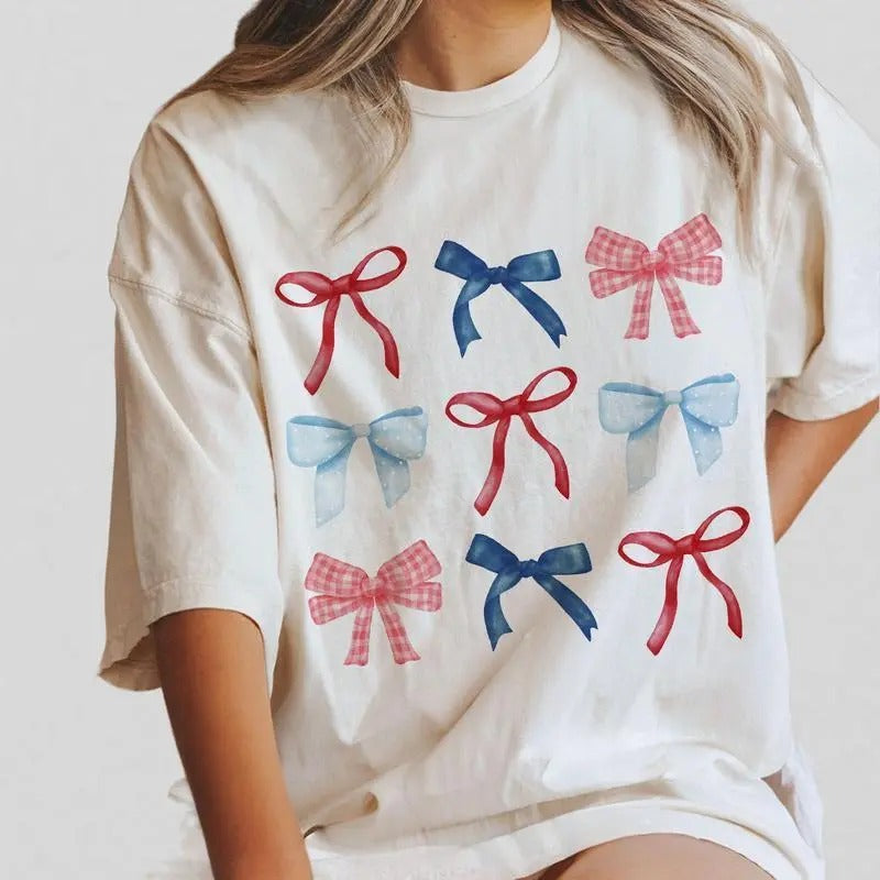 Coquette Bows 4th Of July Shirts, 1776 America T-Shirt, Fourth Of July Tee, Independence Day Shirt, Retro 4th Of July Outfits, American Tee, Independence Day Parade Outfits, Full Colors, Full Sizes, For Women, shirt hot tiktok trend 2024