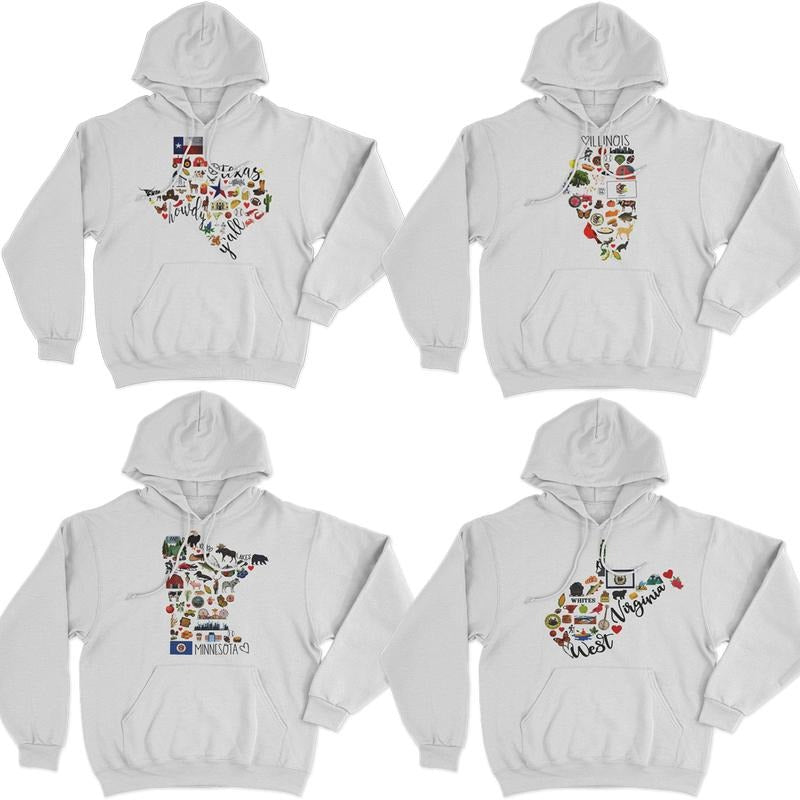 Custom State Hoodie, Vintage Unisex Hoodie Fashion