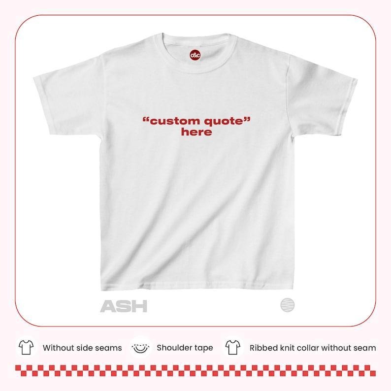 Custom Text Baby Tee Personalized Baby Tee Y2k Baby Tee Y2k Shirt Custom Baby Tee Trendy Baby Tee Vintage Retro 90s Style Gift For Her