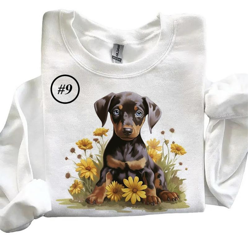 Cute Funny Flowers Dogs Sweatshirts 4th of July Hoodie Tropical Dog Cat Watercolor Summer T-shirt Hunting Season Unisex 1
