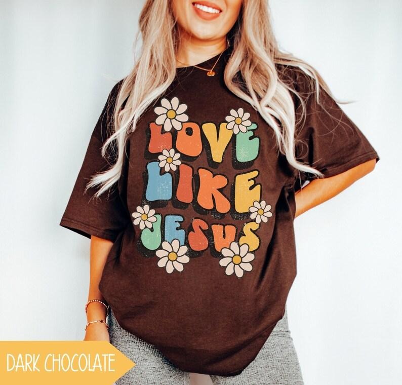 Cute Love Like Jesus Shirt, Christian Shirt For Women, Trendy Christian Clothing, Girls Jesus Tshirt, Church Tee, Christian Gift For Women Cotton Sleeve