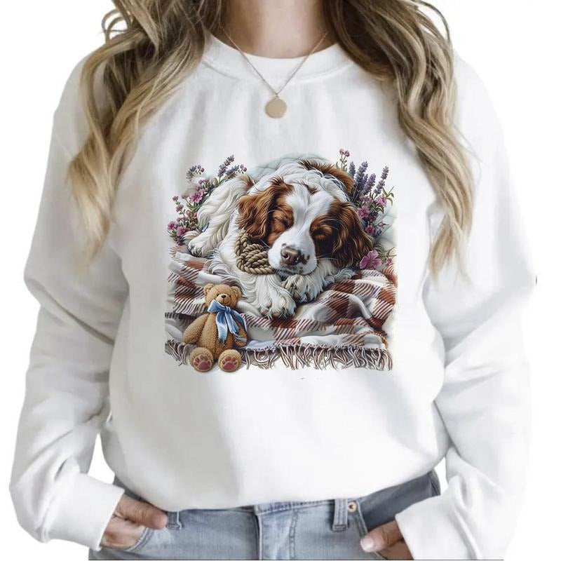 Cute Sleepy Cute Dog in a Blanket Retro Sweatshirts Unisex Hoodie 4th of July T-shirt Hunting Season Unisex 1 Cotton Womenswear