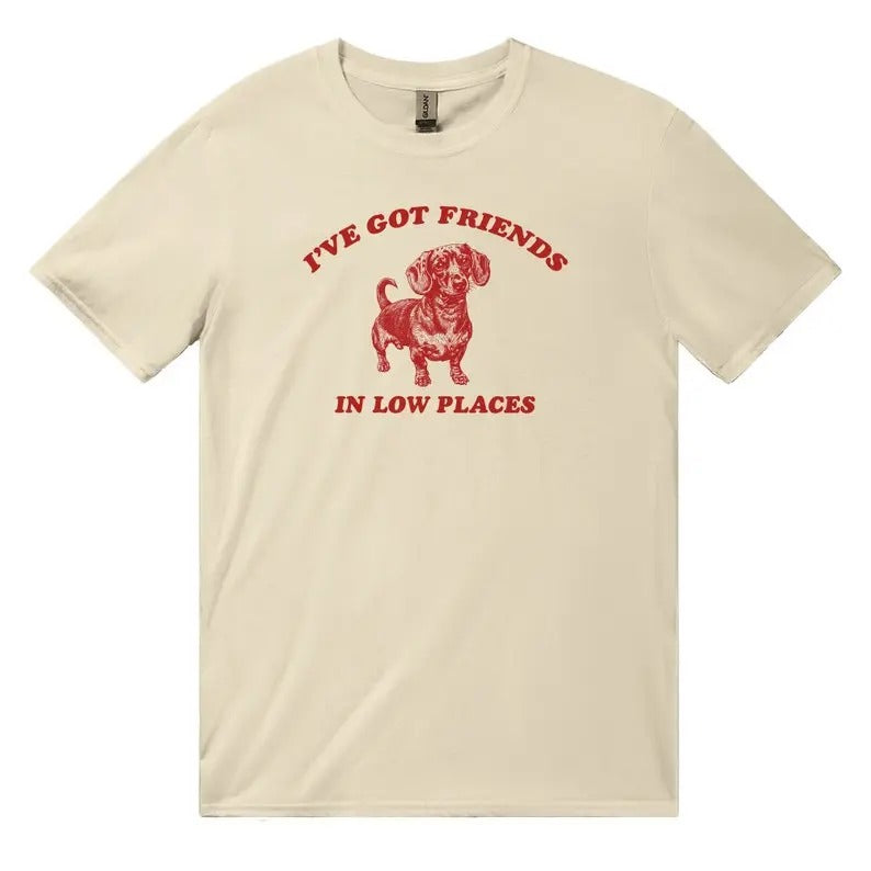 Dachshund Shirt, Funny Gift for Dachshund Lover, Retro Vintage Dachshund, Dachshund Mom, Wiener Dog Shirt, I've Got Friends In Low Places