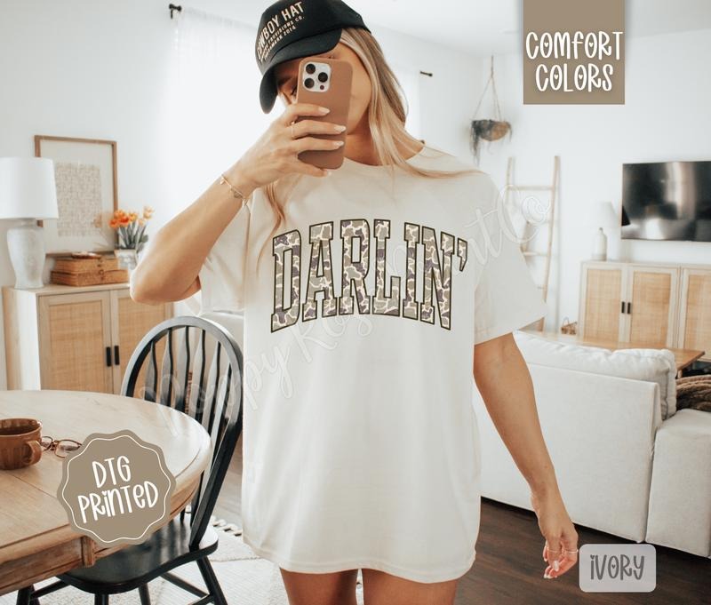 Darlin' Comfort Colors TShirt, Trendy Camo Women's Tee