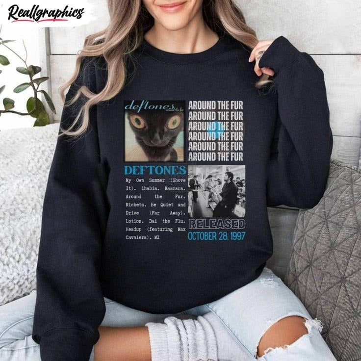 Deftones Rock Tour Sweatshirt, 90s Music Band Fan Apparel