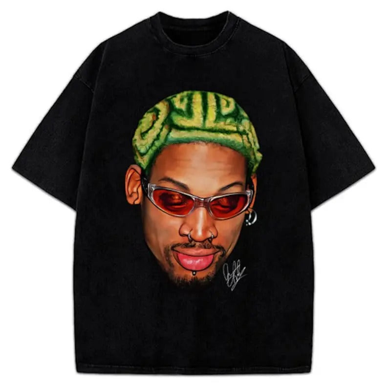 Dennis Rodman Zig Zag Green Hair Rodzilla Hollywood 90's Vintage Design Shirt