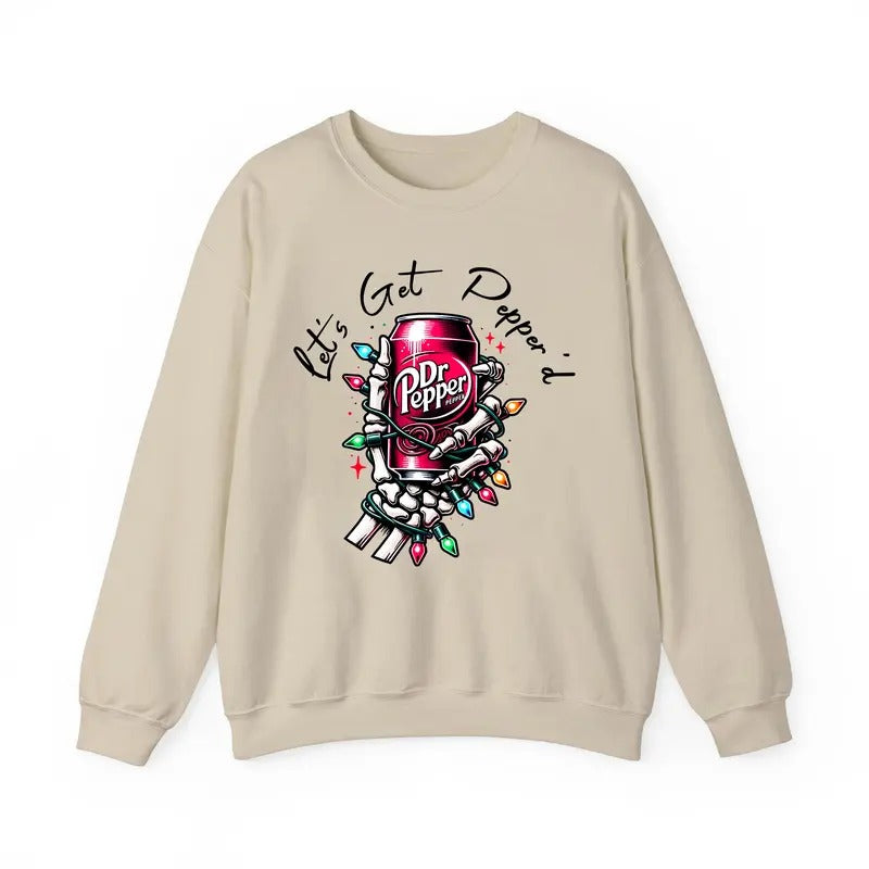 Dr. Pepper Skeleton Christmas Light Sweatshirt/Shirt/Hoodie, Retro Crewneck, Gift For Girlfriend