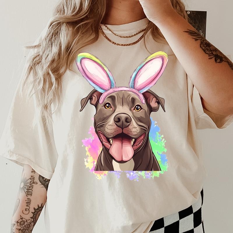 Easter Chocolate Pitbull Shirt ~ Unisex Apparel Relaxed Fit Printed In The USA Clothing Womenswear Casual Comfort Cotton