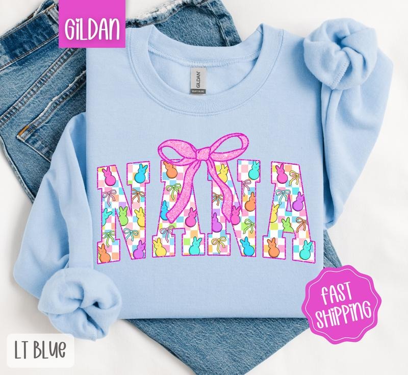 Easter Peep Nana Sweatshirt, Cute Easter Crewneck, Trendy Grandma Women's Sweater, Gift for Her