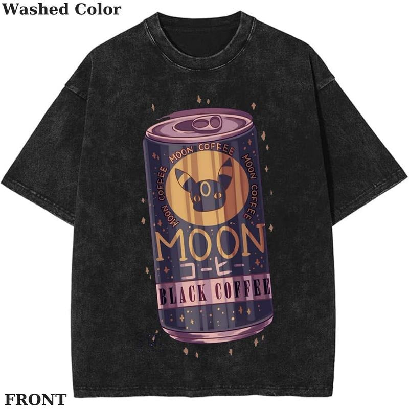 Eevee Moon Black coffee Pokemon Graphic Shirt, Pokemon T-Shirt, PKM Shirt, Anime Funny Shirt, Vintage Tee Menswear Womenswear Streetwear Cotton