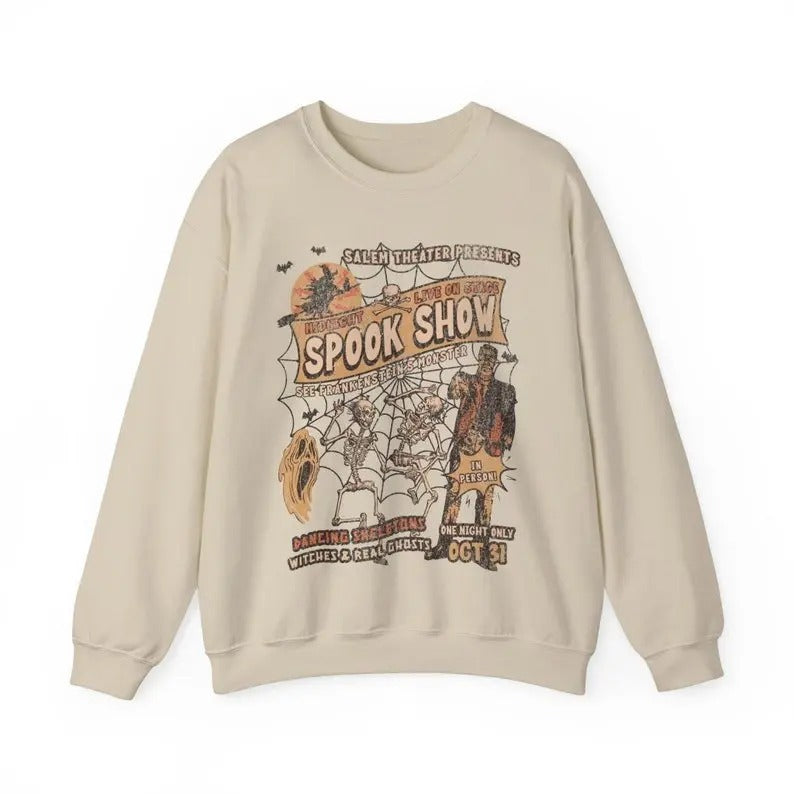 Frankenstein Halloween Sweatshirt Monster Mash Retro Halloween Crewneck Shirt Spooky Hoodie Cute Fall T-Shirt Salem