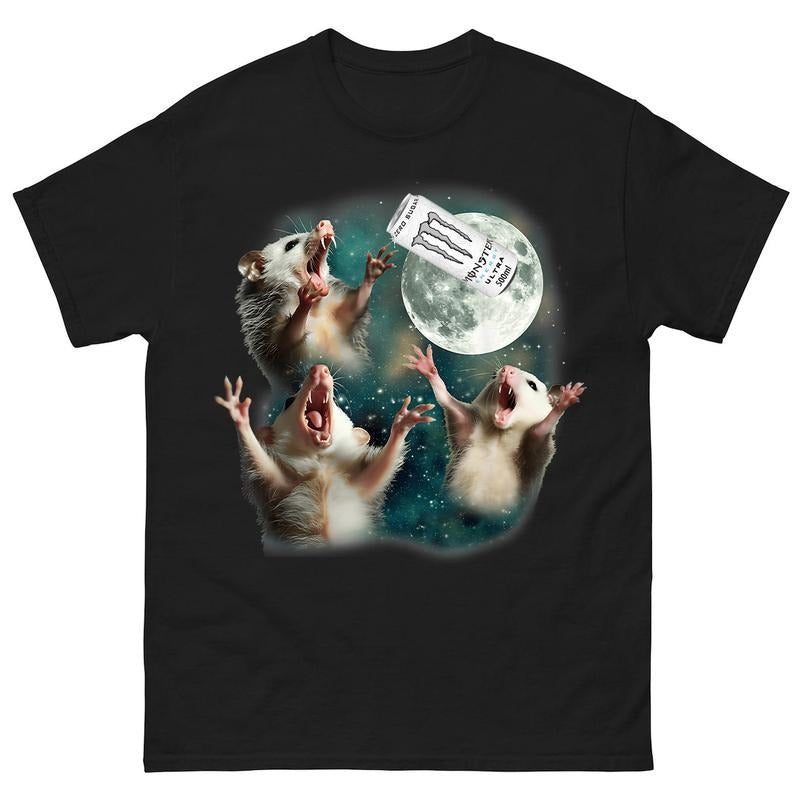 Funny Possum Moon Shirt, Animal Lover Shirt, T-shirt, Raccoons White Monster Meme Shirt, Funny Meme Shirt, funny summer t-shirts, T-shirt white monster