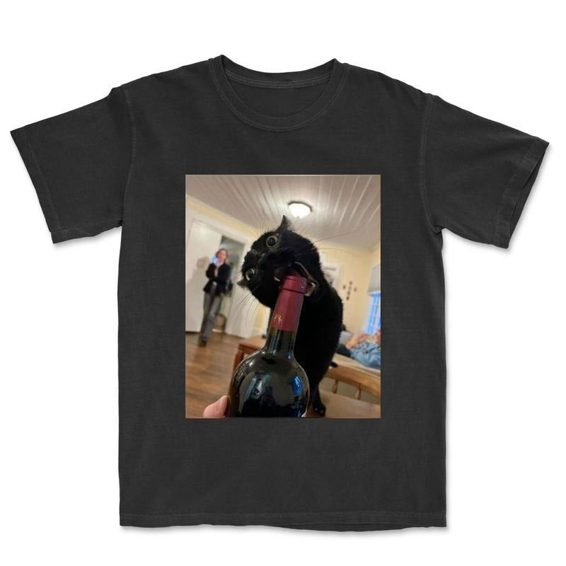 Funny cat Meme T-Shirt, Fat Cat cute Lone Vintage Graphic Tee, Gift For Women's, Women's T-shirts Streetwear Top