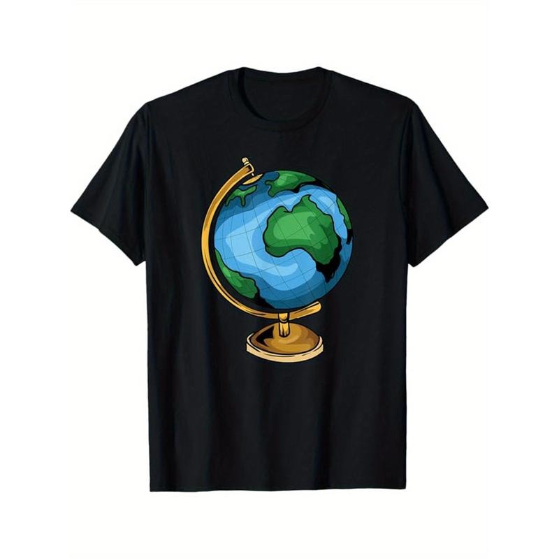 Geography Teacher printed men's cotton crew neck Printed T-shirt Short sleeve comfortable T-shirt Loose casual top Teacher gift Back to school men's clothing Made in USAstyle{n002}2