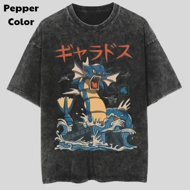 Gyarados Vintage Tee, Gyarados T-Shirt, Pokemon Graphic Tees, Unisex Anime Shirt, Sweatshirt, Gym Shirt Menswear Womenswear Streetwear