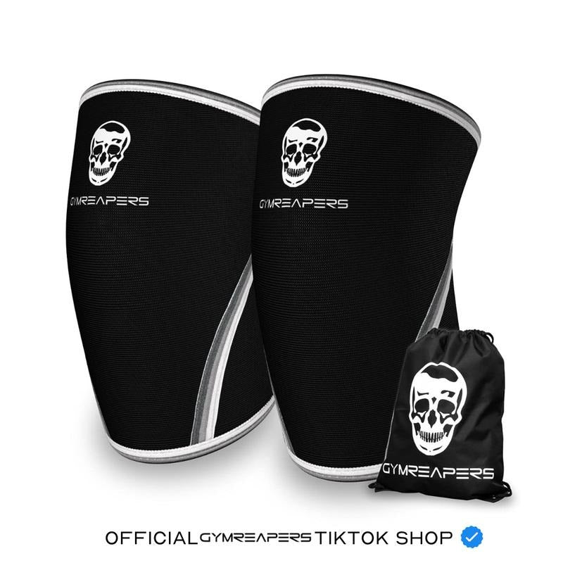 Gymreapers 7MM Neoprene Knee Sleeves Pair for Squats Deadlifts Leg Day Powerlifting Support with Reinforced Stitching USAPL IPF USPA Approved & Free Gym Bag Included