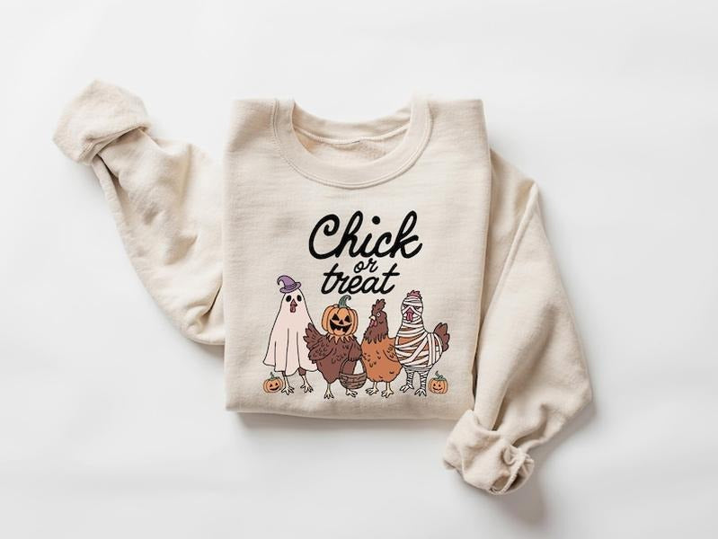 Halloween Chick or Treat Sweatshirt, Halloween Chicken Sweatshirt, Halloween Funny Chicken Shirt, Ghost Chicken Shirt, Chicken Lovers T-shirt, sweater and Hoodie