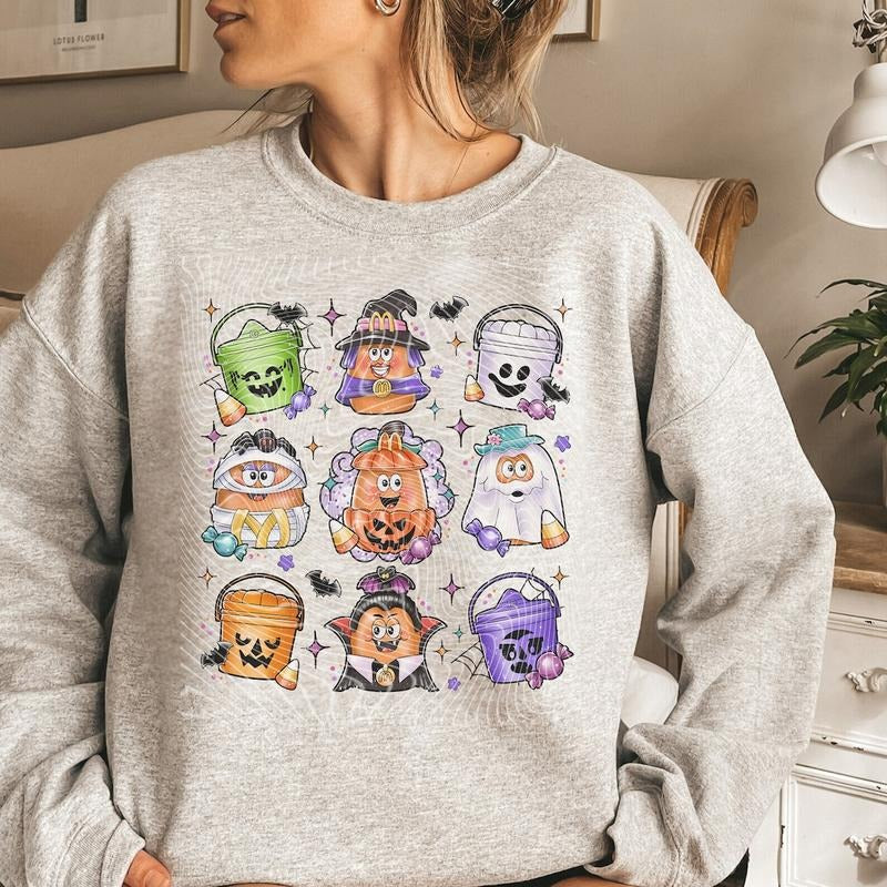 Halloween Chicken Nuggets Sweatshirt, 90s Retro Halloween Shirt, Spooky Nugget Crewneck, Halloween Coquette Design, Happy Meal Boo Bucket T-shirt, sweater and Hoodie