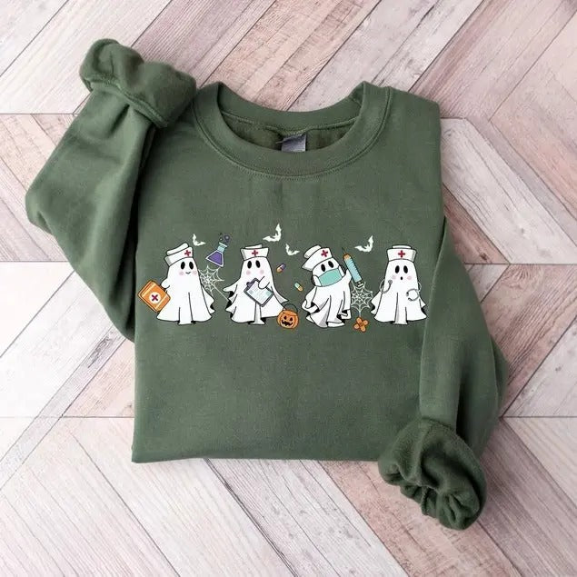 Halloween Nurse Sweatshirt, Nurse Shirt, Halloween Nursing Sweatshirt, Cute Nurse Sweatshirt, Nursing Student Hoodie, Er Nurse T-Shirt