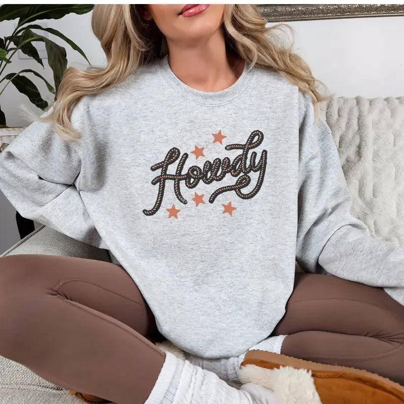 Howdy Sweatshirt, Trendy Cowgirl Sweatshirt, Cute Cowgirl Sweatshirt, Howdy Shirt Full Color Print