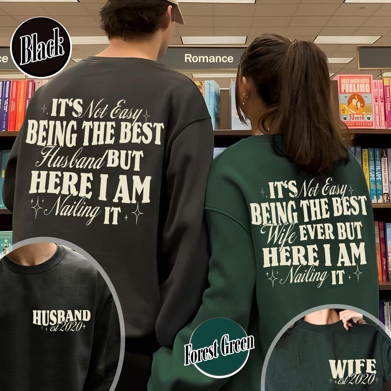 Husband And Wife Matching Valentines Day Sweatshirt,est Wife Anniversary Gift for Her,Married Gift from Husband,Best Husband Sweatshirt,Est Husband