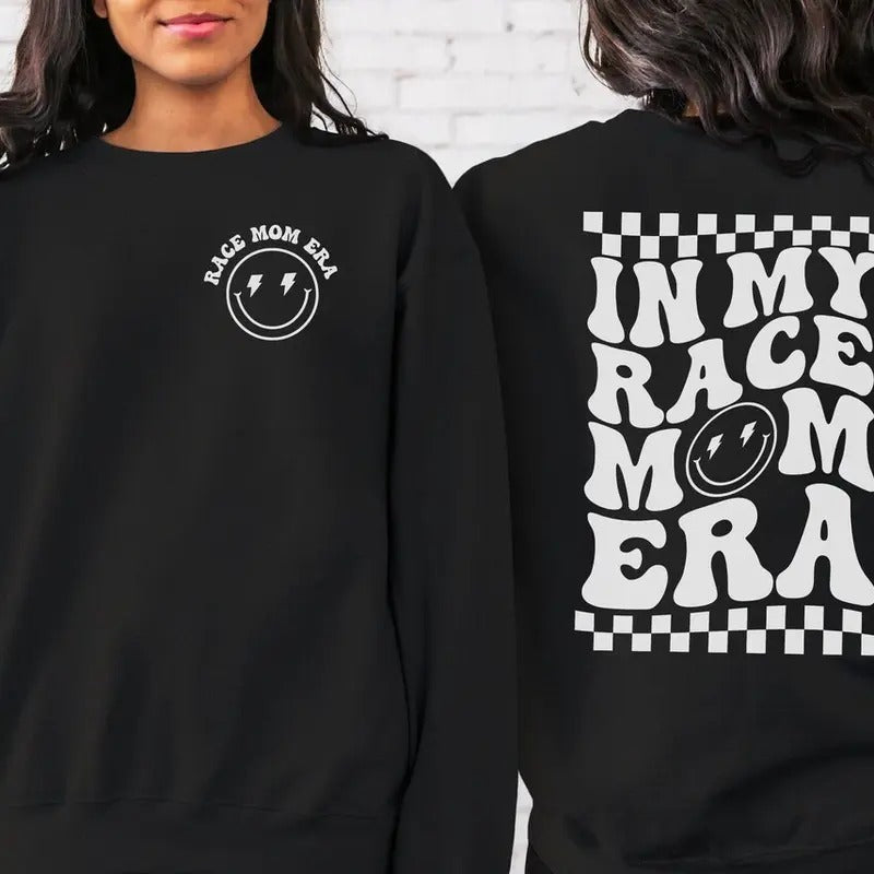 In My Race Mom Era Sweatshirt, Race Mom Sweater, Mama Racing Crewneck, Retro BMX Mom, Checkered Raceday Shirt