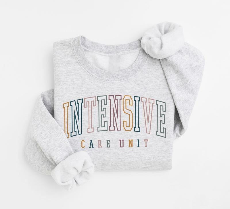 Intensive Care Unit Nurse Sweatshirt, Minimal ICU Crewneck, ICU Doctor Gift, Matching Team Group Shirts, Nursing School Grad, Nurse Unisex Shirt