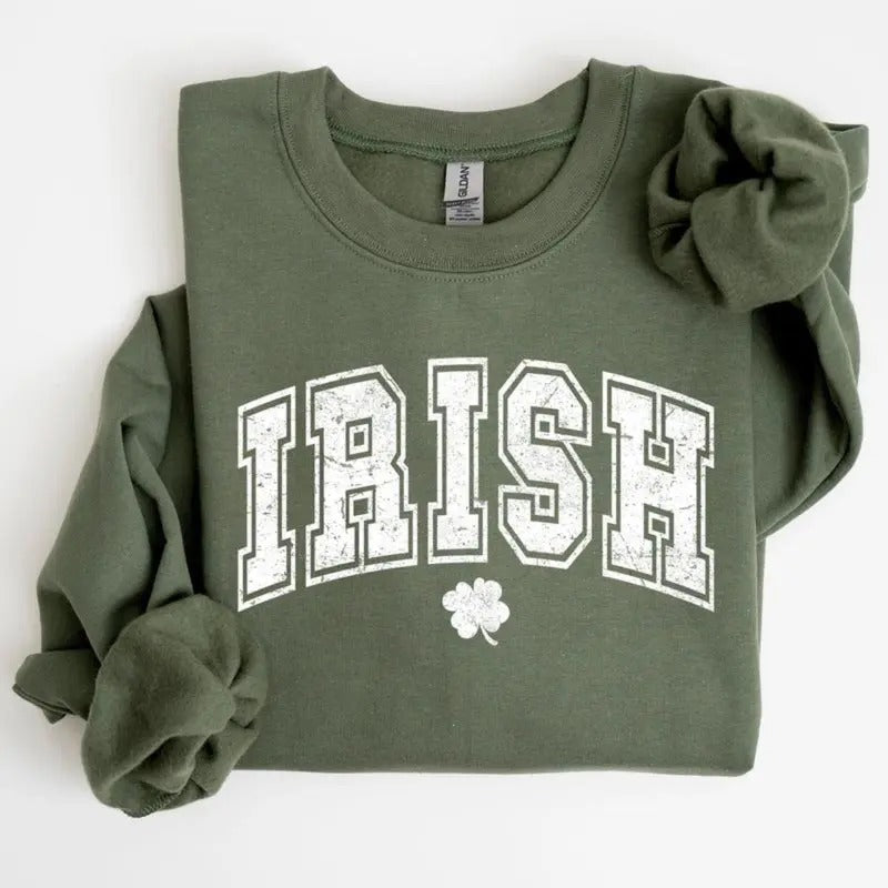 Irish, Retro Collegiate, St Patrick's Day Sweatshirt Pullover Tops Clothing Fit T-shirt Sweatshirt Hoodie
