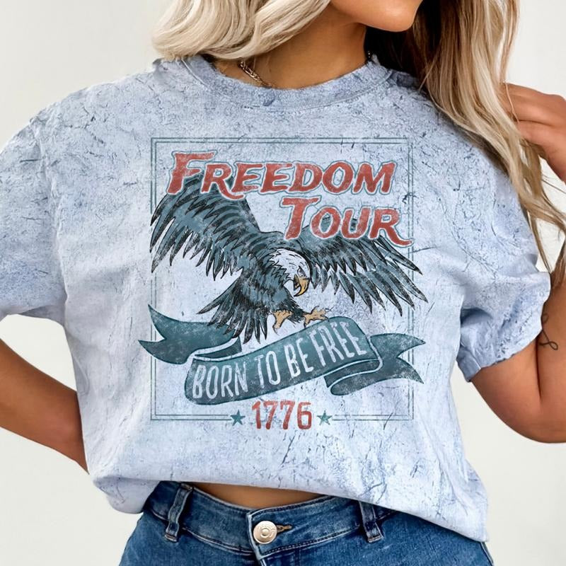 JULY 4TH SHIRT, FREEDOM TOUR 2 SHIRT, 4TH OF JULY MEN SHIRT, UNISEX COTTON SHIRT, OVERSIZED HOLIDAY SUMMER SHIRT Comfort Fabric