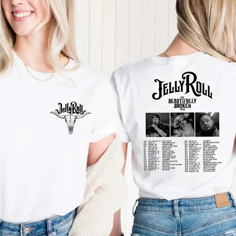 JeIIy R0ll Tour 2024 Two Sides Graphic Tee, Concert Outfit, Fan Merch, Country Music, Unisex Short Sleeve Tee Shirt, Casual Clothing