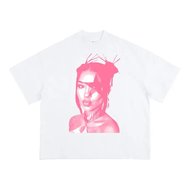 Jhene PINK Cute Big Face Graphic Rap Tee Shirt