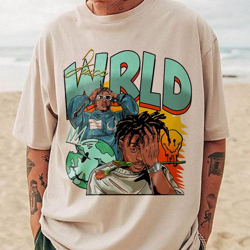 Juice WRLD T-Shirt Lemonade Orange Juice World T-Shirt Lyrical SXen Trendy Shirt aesthetic T-Shirt Summer WRLD 999 Legends Never Die Hip Hop Casual Cotton