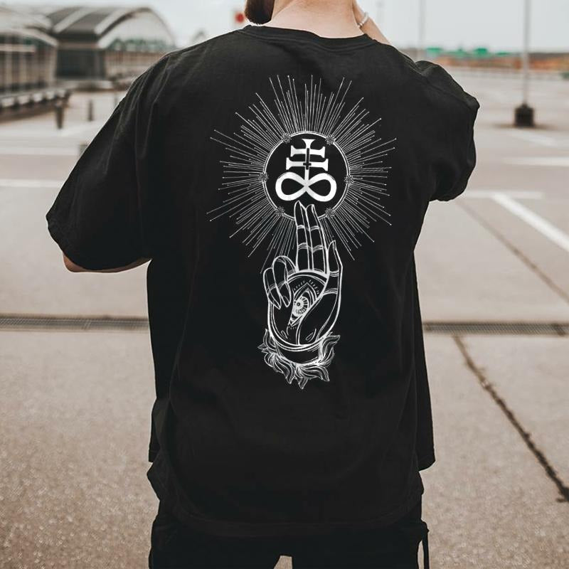 Leviathan cross print casual loose t-shirt - Naughty Clothes Men