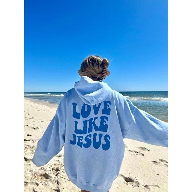 Love Like Jesus Hoodie - Trendy Cotton Blend, Long Sleeve, Casual Style, Ideal for Men