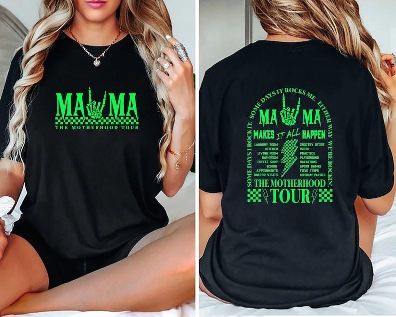 Mama rock shirt, mom life tee, rock and roll, motherhood world , music lover tee, tired as a mother green T-shirt, sweater and Hoodie Cotton