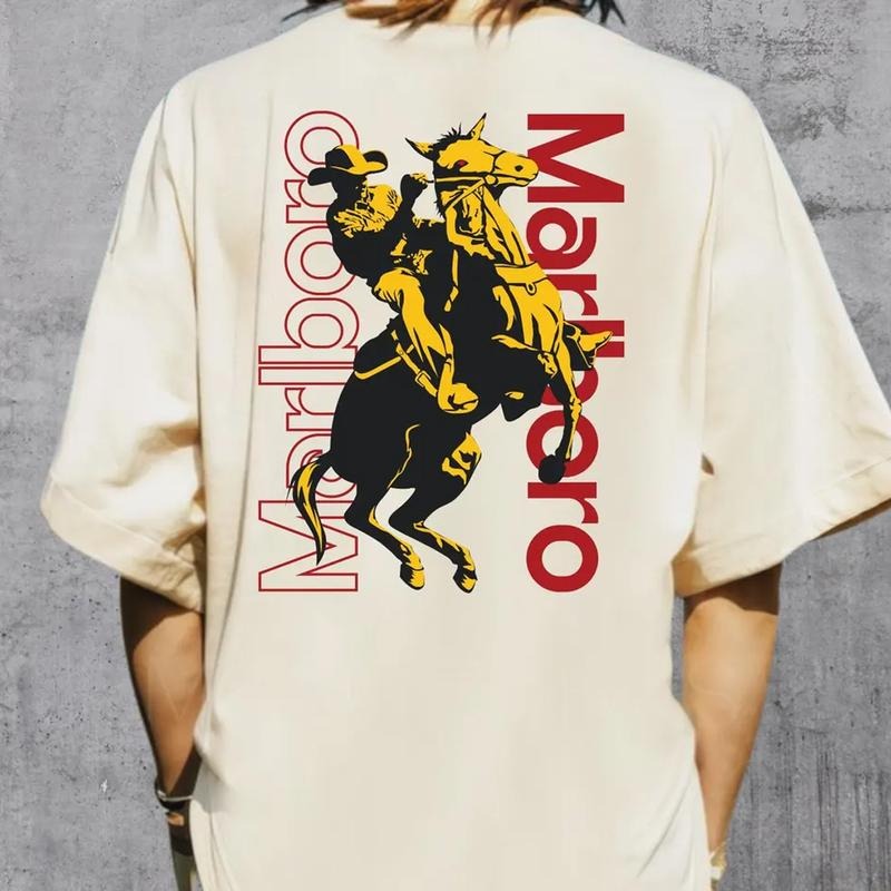 Marlboroo Cowboy Shirt, Western Graphic Tee, Cowboy Horse Shirt, Y2K Country Shirt