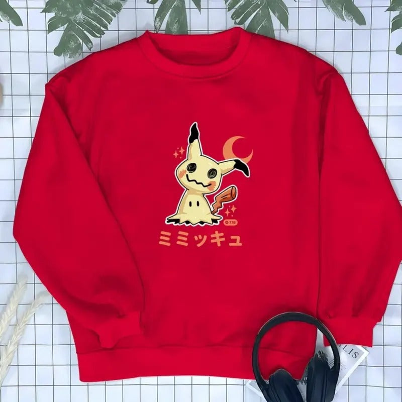 Mimikyu Anime Sweatshirt Funny Shirt Grunge Streetwear Novelty Shirt Japanese Anime Mimikyu Hoodie Gift, Pokemon Shirt, Pokemon Merch, Manga Shirt, Pokemon for fan, Gift for him, Gift for her Menswear Top Streetwear Pullover Sweaters Long Sleeve Sweatshi