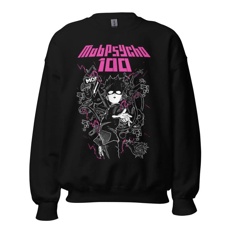 Mob Psycho 100 Cast Sweatshirt Anime Manga Black Sweatshirt Graphic Tee Sweatshirt, Hoodie, Comfort Colors