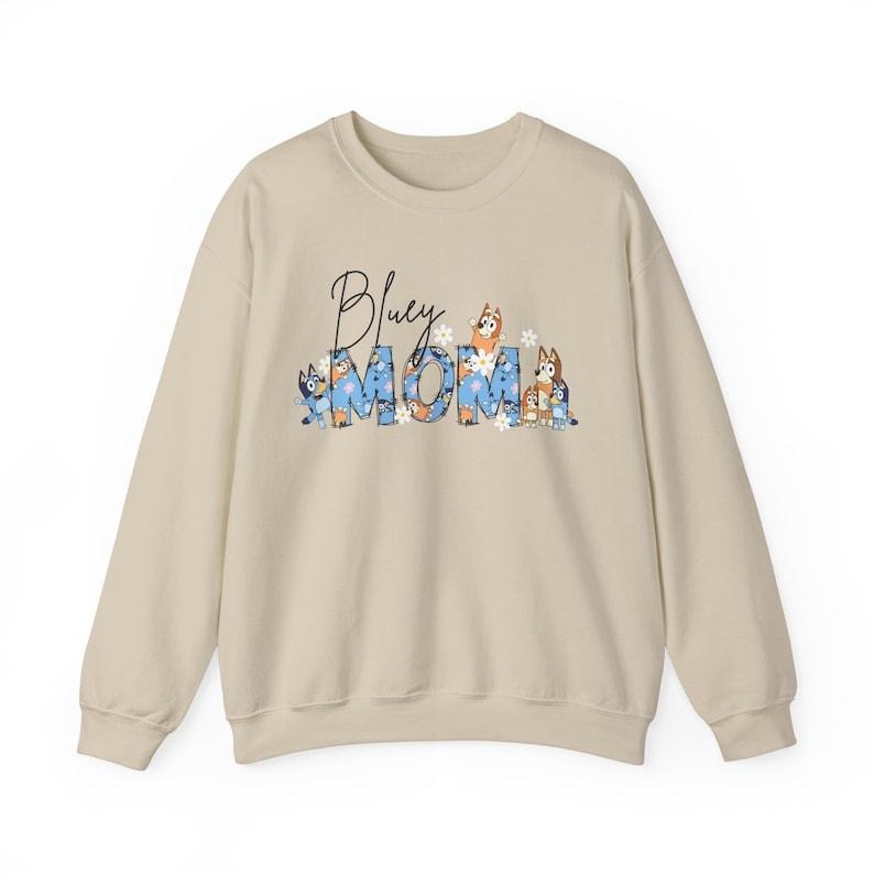 Mom Sweatshirt | Dad Sweatshirt | Mother's Day Gift | New Mama | Bluey and Bingo Hoodie and Sweater; T-shirt Cotton Polyester Womenswear Light