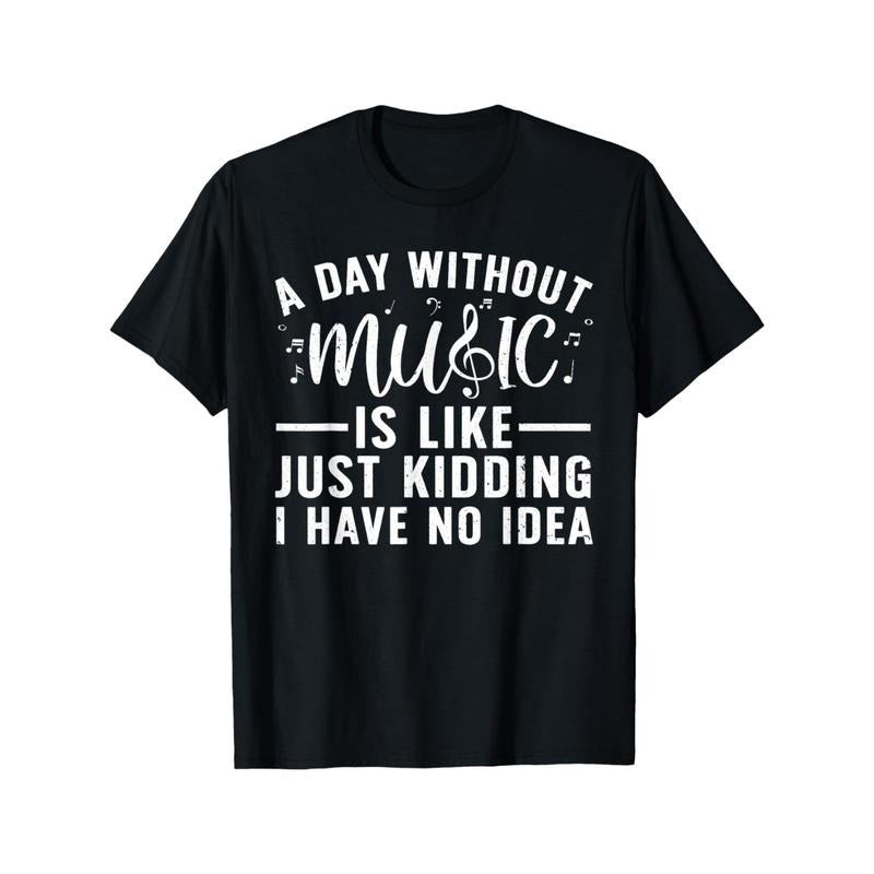 Music Lover'S Crew Neck T-Shirt - 100% Cotton, Short Sleeve, Regular Fit, Geometric Pattern, All-Season, Medium Stretch, Digital Direct Injection - Ideal for Daily & Casual Wear Made in USA