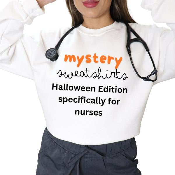 NICU Nurse Halloween Mystery Sweatshirt - Coquette, Feminine, Delicate, Colorful, Playful & Trendy Crewneck - Unisex Long Sleeve for ER, Oncology & More - One Mystery Sweatshirt