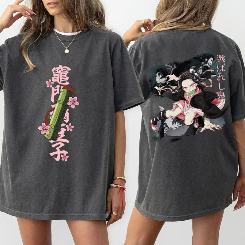 Nezuko Kamado 2 sides Shirt, Sun Breathing Nezuko, The Strongest Breathing Demon Slayer t-shirt, Kimetsu no Yaiba Shirt, Anime sweatshirt hoodie, Anime lover t-shirt Menswear