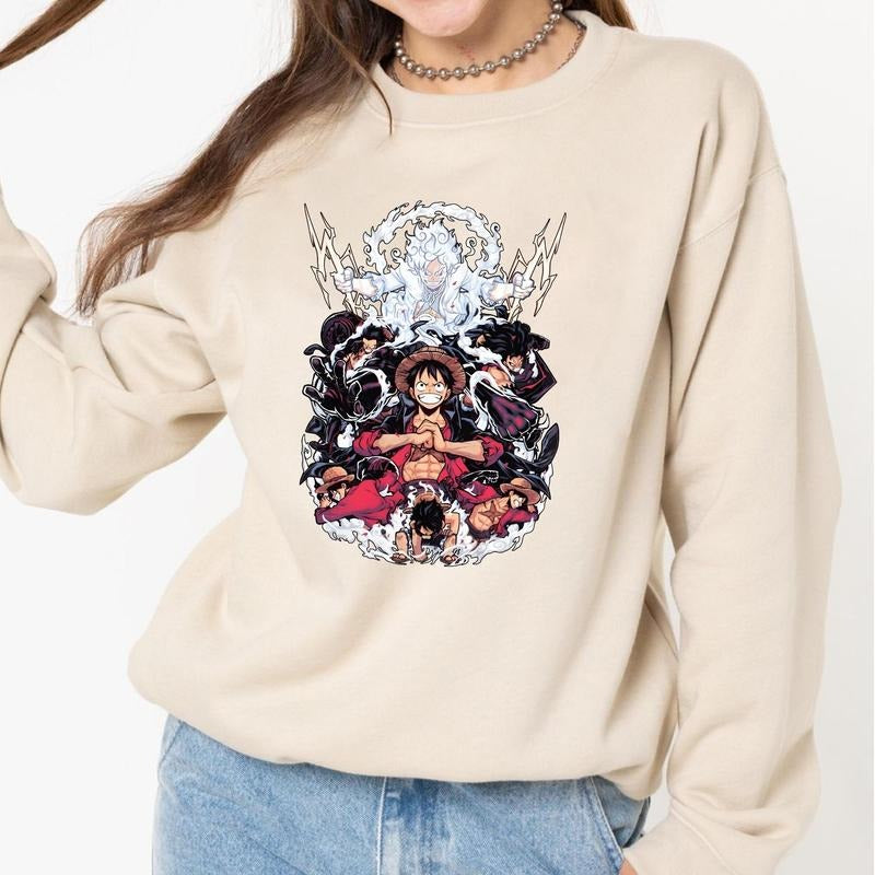 OP Gear 1 2 3 4 5 Shirt Sweatshirt Hoodie, anime gift Cotton Sweatshirt, Hoodie, Comfort Colors