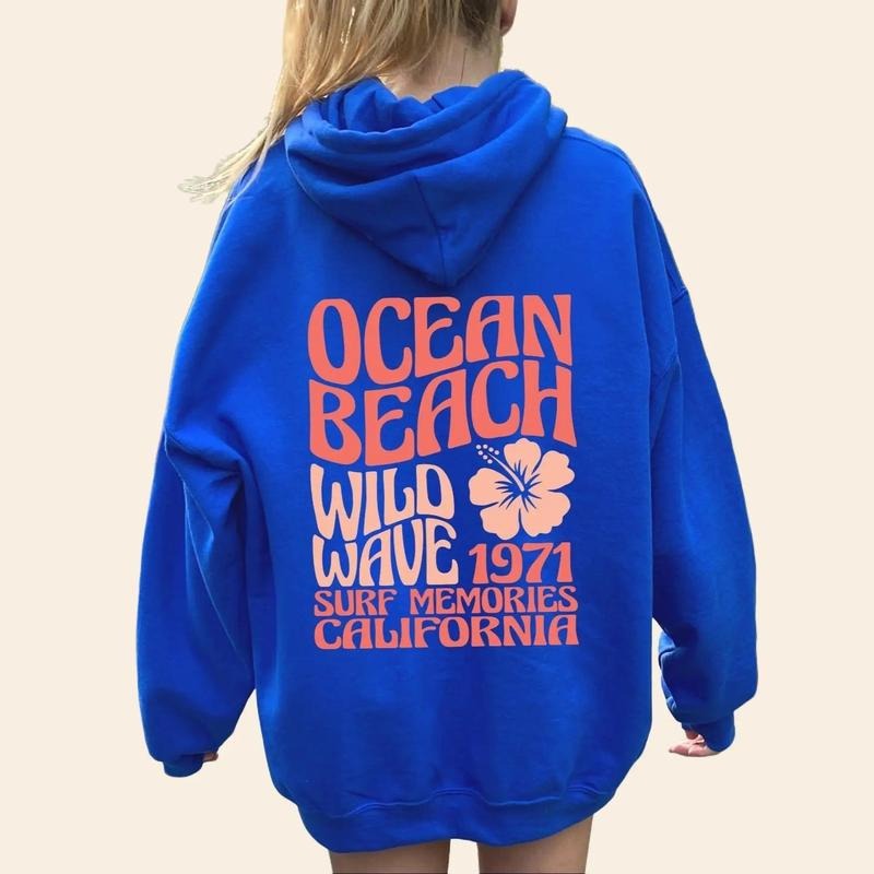 Ocean Beach Hoodie Aesthetic Hoodie Tumblr Sweatshirt CA Surf Tee Trendy Oversized Hoodie Coconut Hoodie