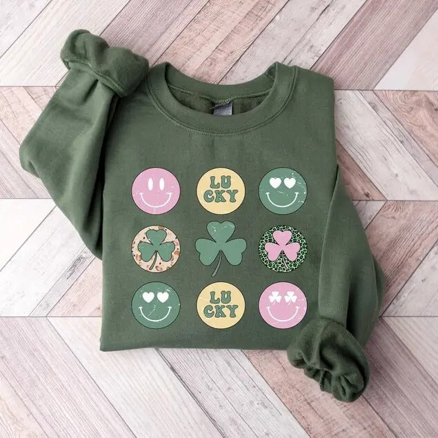 Patrick Day Happy Face Hoodie and Sweater; T-shirt