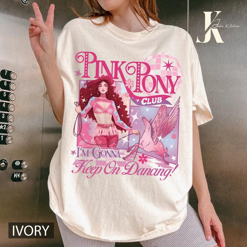 Pink Pony Club T-Shirt, Chappell Roan T-Shirt, Comfort Colors Shirt, Midwest Princess 2024 Tour Shirt, Sapphic Lesbian WLW Pride Music Clothing